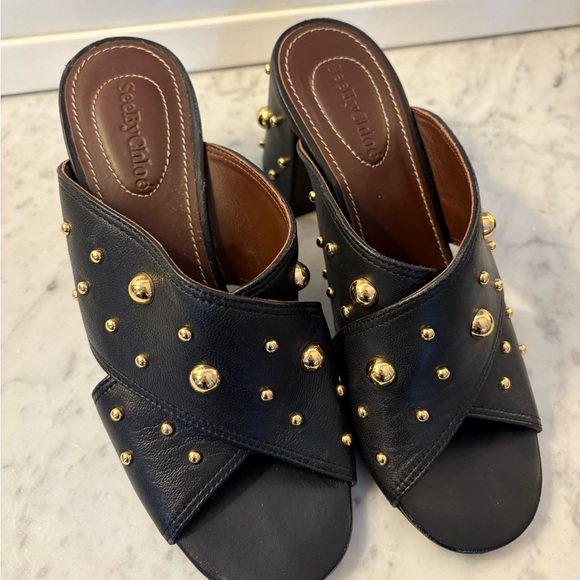 Gold Studded Chloe Heels - Picture 2 of 7